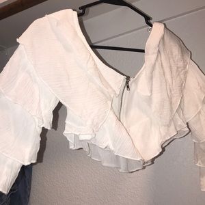 Princess Polly Tops - Princess Polly Cropped Ruffled Shirt Princess Polly Tops - Princess Polly Cropped Ruffled Shirt